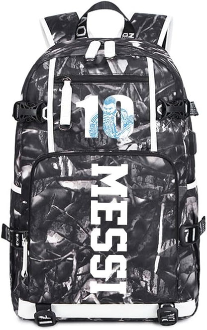 Soccer Superstar M-essi-10 Multifunctional Laptop Backpack Teenage Travel Backpack Fans Schoolbag (B)