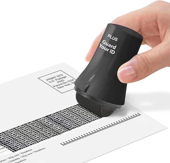 Wide Advanced Confidentiality Roller Stamp by Guard Your ID for Personal Information Concealment, As Seen on TV (3-Pack, Black)