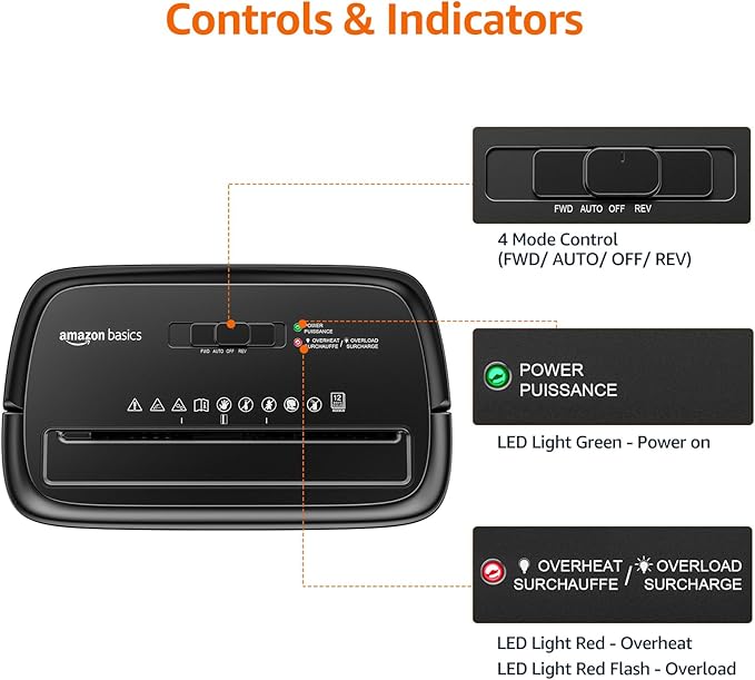 Amazon Basics Cross Cut Paper and Credit Card Shredder, 12 Sheet (New Model), Black