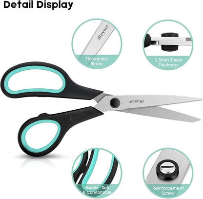 School Scissors Set of 24-Pack, 8" Scissors All Purpose Comfort-Grip Handles Sharp Scissors for High/Middle School Student Teacher Scissor, Office Home Sewing Fabric Supplies, for Right Left Handed