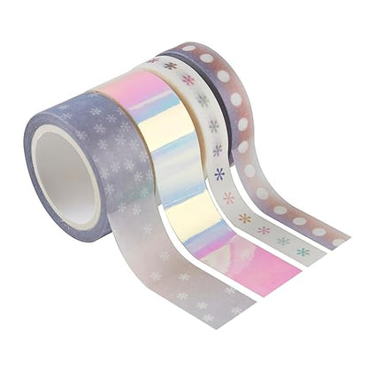 Erin Condren Essentials Iridescent Washi Tape 4-Pack | One Checklist Roll, to-Do List Roll, Two Decorative Rolls | Decorate Your Book and Elevate Your Look with This Stylish Washi Tape