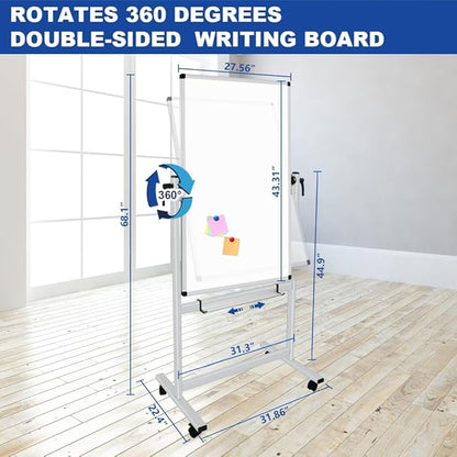 XBoard Whiteboard Mobile, 44x30inch Double Sided Magnetic Dry Erase Board on Wheels, Magnetic Portable Easel with Stand