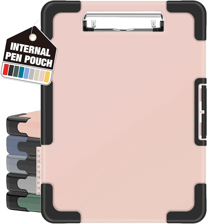 Sooez Toughest Clipboard with Storage, Internal Pen Pouch Included, Letter/ A4 Size, Shockproof Heavy Duty Plastic Clip Boards 8.5x11”, High Capacity Clipboards Box Case for Contractor Trucker Driver