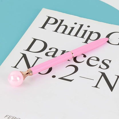 6 Pieces False Pearl Decoration Twist Metal Ballpoint Pen Ball Pen 1.0 MM Black Ink