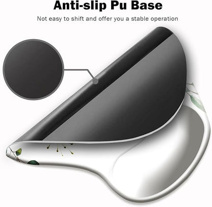 Ergonomic Mouse Pad with Wrist Support and Coaster,Mouse Pads with Non-Slip PU Base for Home Office Working Studying Easy Typing & Pain Relief Watercolor Leaves