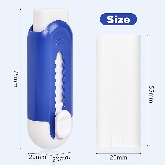 Pencil Erasers, Retractable Erasers for Pencils - Blue White, Pack of 5