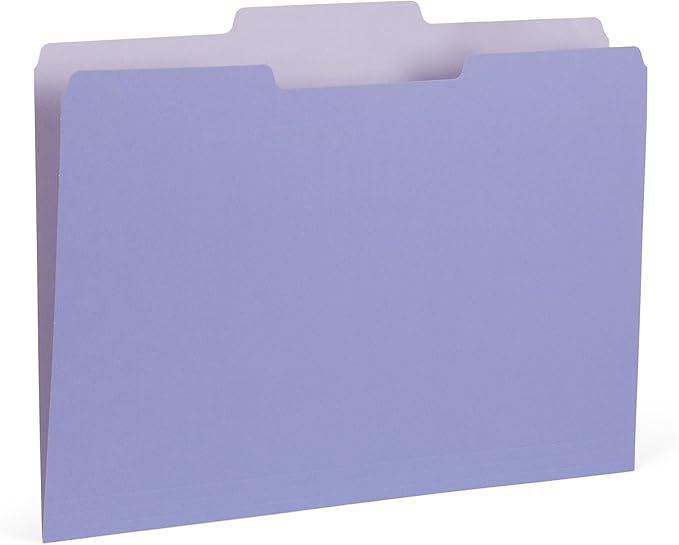 100 Blue Summit Supplies Colored File Folders, 1/3 Cut, Letter Size File Folders, Decorative Multicolor Gem Tone Colors, Durable 11pt Paper, Two-Tone Design