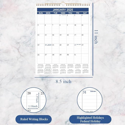 Calendar 2025-2026 - Wall Calendar Runs from Jan 2025 to Jun 2026-18 Monthly Calendar with Thick Paper for Planning and Organizing for Home or Office, Calender Planner, 8.5 x 11 In 2025 26 Calendars
