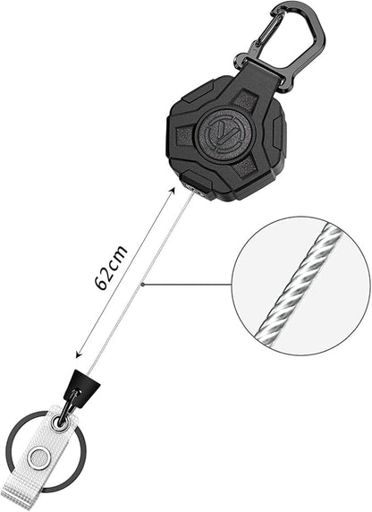 VIQWYIC 2 Pack Retractable Badge Holder Keychain, Heavy Duty Carabiner Badge Reel with Key Ring for Keys,Round