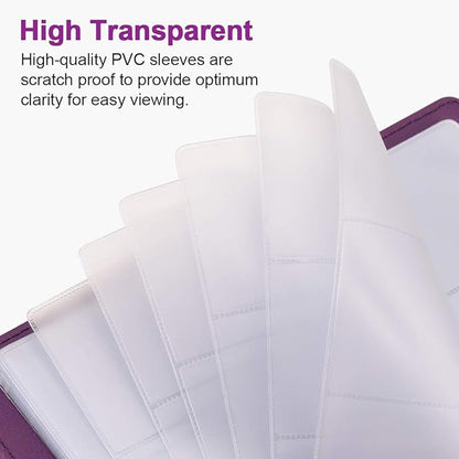 MaxGear Business Card Organizer, 240 Cards Book Portable Business Card Holder for Men & Women, Professional PU Credit Cards Binder File Storage, Purple