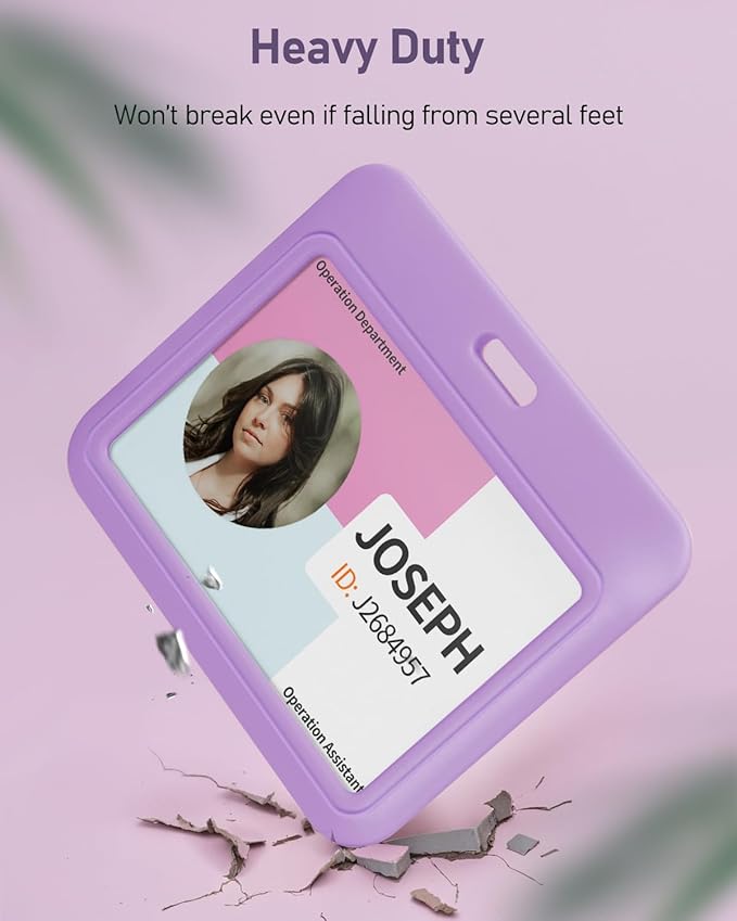 Uniclife 3 Pack Sliding ID Badge Holder Light Purple Horizontal Hard Plastic Case with Clear Window Card Protector Pouch for Office School ID Credit Cards Proximity Key Cards Driver’s Licenses