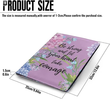 Cozeyat Padfolio Portfolio Organizer Binder, PU Leather Interview Resume Folder, Inspirational Quotes Floral Conference Document Organizer with Card Holder, Letter Size Notebook Clipboard for Women