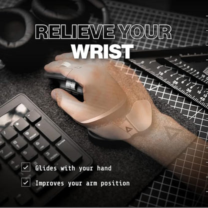 DELTAHUB Carpio 2.0 - Right-Handed Truly Ergonomic Wrist Rest for Mouse, Carpal Tunnel Support, Pain Relief, Anti-Fatigue, Easy Glide, Sleek, Office Computer, Laptop, Gaming - Small, Grey