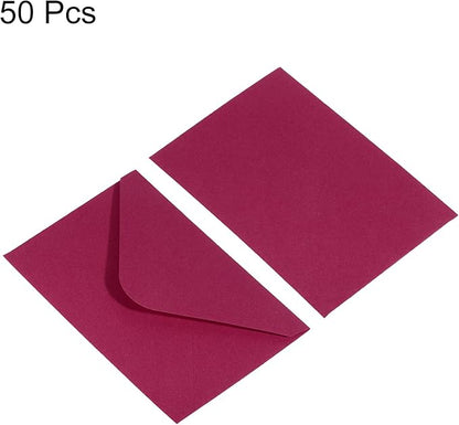 PATIKIL Mini Envelopes, 50 Pack Gift Cards Business Cards Envelope for Greeting Weddings, Dark Red