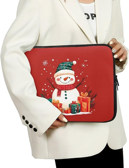 Cute Snowman Laptop Sleeve for Women Teen Girls 10 inch Laptop Protector with Multiple Uses Computer Carrying Case Christmas Tablet Bag Lap Top Case Men Laptop Protector