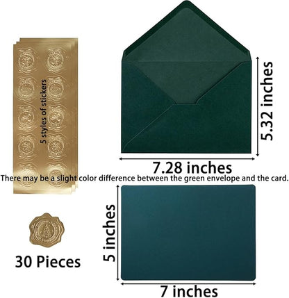 A7 Christmas Envelopes and Blank Cards 24 Pieces A7 Envelopes and 24 Pieces 5x7 Colorful Flat Cards for Weddings, Invitations, Birthday, Baby Shower (Christmas Green/Red)