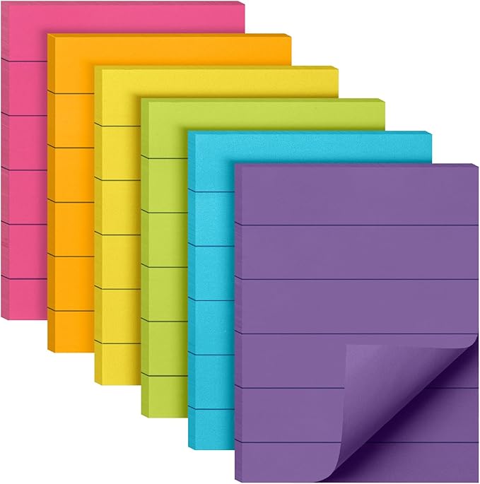 Mr. Pen- Lined Sticky Notes 1.5x2, 6 Pads, 60 Sheets/Pad, Vibrant Colors, Sticky Notes with Lines, Sticky Note Pads, Sticky Pads, Sticky Notes Lined, Colorful Sticky Notes, Mr Pen Sticky Notes