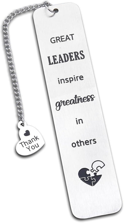 Great Leaders Gift for Bosses Day Bookmark Boss Lady Promotion Gifts for Women Mentor Boss Gifts for Men Birthday New Job Retirement Farewell Going Away Holiday Christmas Valentines Day Gift