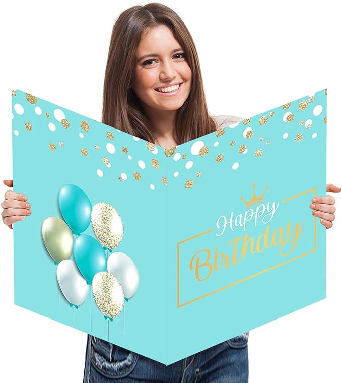 Jumbo Birthday Card, 22 x 14 Inch Extra Large Greeting Card with Envelope for Her, Happy Birthday Giant Guest Book, Oversize Birthday Party Signs Decorations Supplies for Women Girls Wife Mother