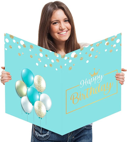 Jumbo Birthday Card, 22 x 14 Inch Extra Large Greeting Card with Envelope for Her, Happy Birthday Giant Guest Book, Oversize Birthday Party Signs Decorations Supplies for Women Girls Wife Mother