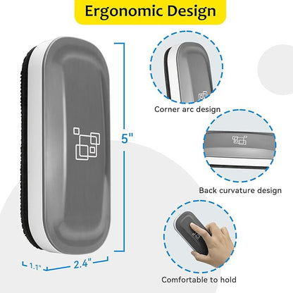 maxtek Magnetic Dry Erase Eraser, Glass Board Erasers, 2 Pack, Whiteboard Eraser for Dry Erase Board, Glass Board, Calendar Board, Office and School Supplies (Gray)