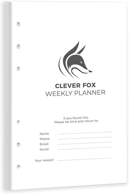 Clever Fox Weekly Planner Binder Refills – 12-Month Planner Page Refill Set - Planner for Time Management & Weekly Tasks – Work & Life Organizer with to Do List – Undated A5 Pages