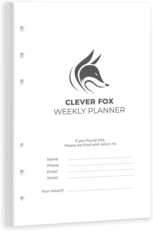 Clever Fox Weekly Planner Binder Refills – 12-Month Planner Page Refill Set - Planner for Time Management & Weekly Tasks – Work & Life Organizer with to Do List – Undated A5 Pages