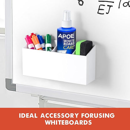 Magnetic Dry Erase Marker Holder, Acrylic Magnet Pen Holder for Whiteboard, Refrigerator, Magnetic Fridge Organizer for Office, Classroom, Whiteboard Maker Holder, Locker Organizer(White)