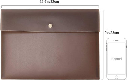 VANRA 5 Pieces A4 Envelopes Folders for Paperwork Plastic Wallets Document Organizer with Snap Button Closure A4 Letter Size (Brown)