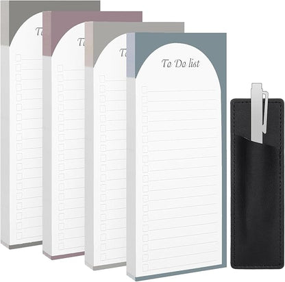 4 Pack Magnetic To Do List Refrigerator with Pen Holder, Totally 200 Sheets Magnetic Note Pad for Fridge Grocery List Magnet Pad for Fridge(Morandi Design)