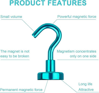 DIYMAG Magnetic Hooks, 30Lbs Strong Heavy Duty Cruise Magnet S-Hooks for Classroom, Fridge, Kitchen etc, (6 Pack-Green)