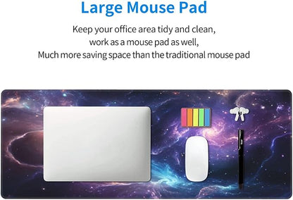 Gaming Mouse Pad Desk Pad,Extended Big Mouse Pad,31.5x11.8 Inch Long Computer Keyboard Mouse Mat Mousepad with 3mm Non-Slip Base and Stitched Edge for Gaming and Office… (Nebula)
