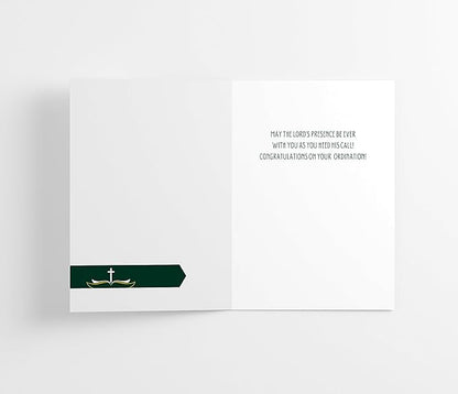 M Market On Mainstreet Christian Ordination Card w/Envelope, 5x7 inches, Made in the USA (Deacon- Forest Green, Two Pack)