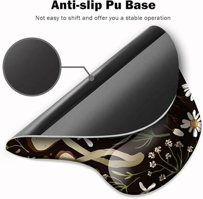Ergonomic Mouse Pad with Wrist Support and Coaster,Mouse Pads with Non-Slip PU Base for Home Office Working Studying Easy Typing & Pain Relief Daisy