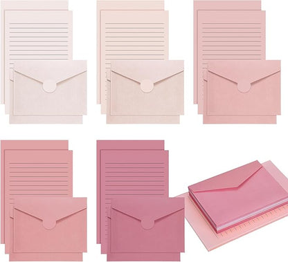 100 Pcs Stationery Lined Stationery Paper and Envelopes Set Includes 50 Letter Writing Paper and 50 Envelope for Office, 5.5 x 8.25 Inch(Dusty Rose)