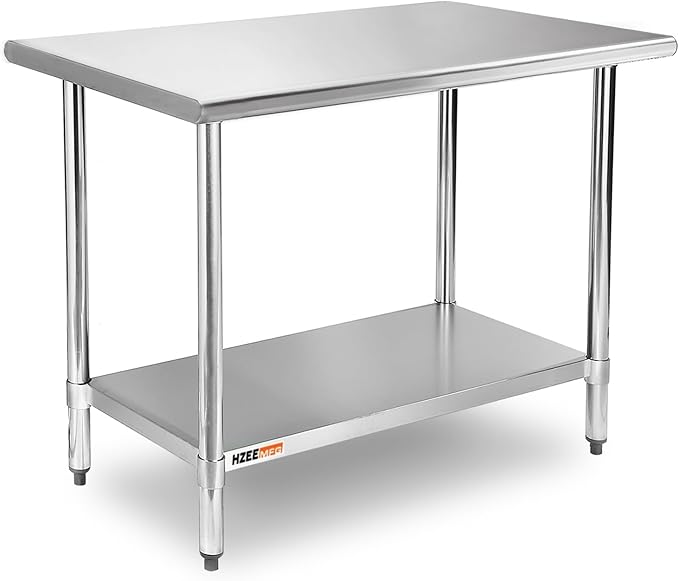 Stainless Steel Work Table for Prep & Work 24 x 36 inches, 3ft, Commercial Heavy Duty Kitchen Table for Restaurant, Home, Hotel, Kitchen Prep Table