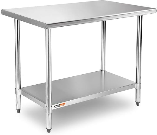 Stainless Steel Work Table for Prep & Work 24 x 36 inches, 3ft, Commercial Heavy Duty Kitchen Table for Restaurant, Home, Hotel, Kitchen Prep Table