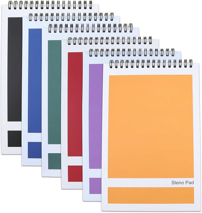 Top Spiral Steno Pads,6 Pack Notepads 6x9 Inches,80 Sheets White Paper Gregg Rule Steno Notebooks for Writing Notes in School, University, College, Office