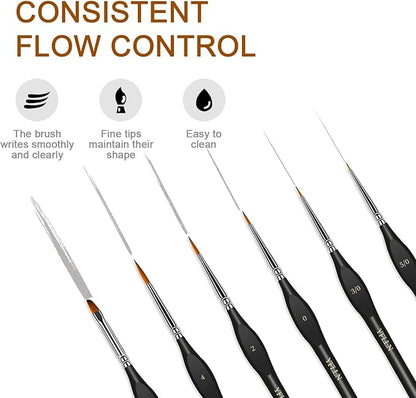6Pcs Micro Paint Brushes Set with Triangular Handles - for Acrylics, Oils, Watercolors & Paint by Number, Citadel, Figurine, 40k，Mandala Painting(Black)