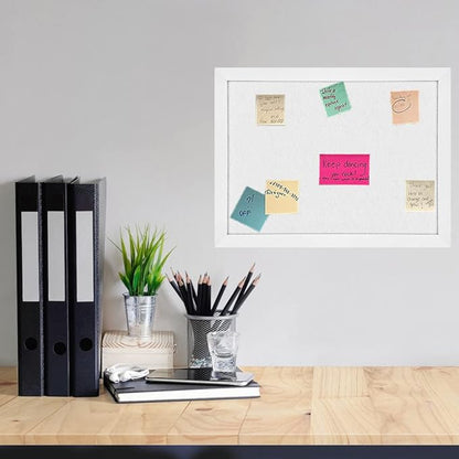 TORASO Cork Board Bulletin Board, Cork Boards for Walls with Pins, Eye Bolts, gaskets, Screws, Pin Board for Office, School and Home (White, 11“x14.5” - 1p)