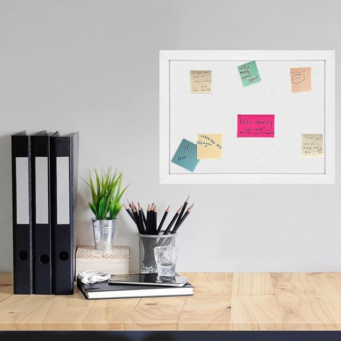 TORASO Cork Board Bulletin Board, Cork Boards for Walls with Pins, Eye Bolts, gaskets, Screws, Pin Board for Office, School and Home (White, 17“x23-2P)