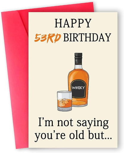 Funny 53rd Birthday Card, Unique 53rd Birthday Decorations for Men Women, Funny 53rd Birthday Gifts for Him Her, Whiskey 53 Year Old Bday Card Gifts for Husband Wife