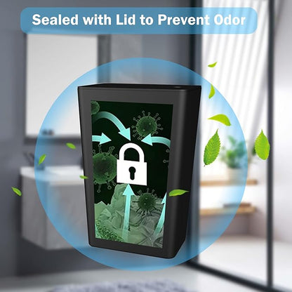 SHPMXUPW 3 Pack Bathroom Small Trash Can with Lid,10L / 2.6 Gallon Slim Garbage Bin Wastebasket with Pop-Up Lid for Bedroom, Office, Kitchen, Craft Room, Fits Under Desk/Cabinet/Sink