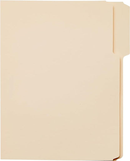 Amazon Basics 1/3-Cut Tab, Assorted Positions File Folders, Letter Size, Manila - Pack of 100