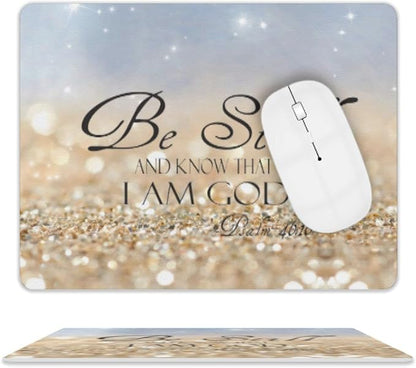 Mouse Pad, Christian Bible Verses Mouse Pad, Square Waterproof Mouse Pad Non-Slip Rubber Base MousePads for Office Laptop, 9.5"x7.9"x0.12" Inch(Be Still)