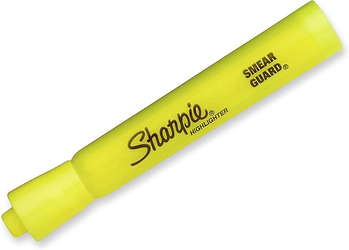 Sharpie Tank Highlighters, Chisel Tip, Fluorescent Yellow, 12 Count