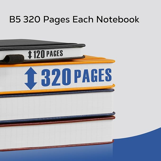Leather Lined Notebook Journal, 320 Pages Hardcover Notebook Journals for Writing Women & Men, B5 (7.1'' X 10'') College Ruled Notebook with 100GSM Thick Paper for School Work Organization, Dark Blue