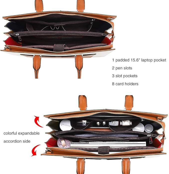 CLUCI Briefcase for Women Vegan Leather 15.6 Inch Laptop Bag Large Pocket Business Ladies Shoulder Bag