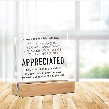 Appreciation Gifts for Employee Coworker, Thank You Gifts for Women Men, Motivational Office Decor Sign With Wooden Stand for Office Desk Table Shelf