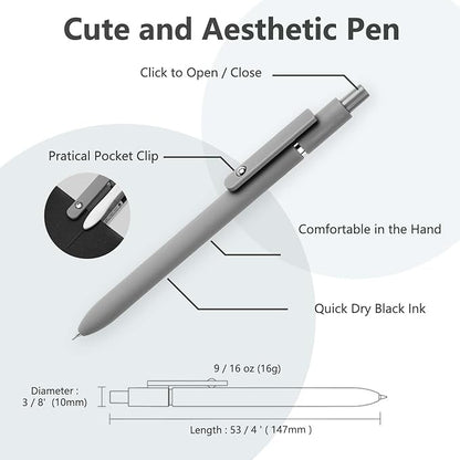 MIUTME 6Pcs Gel Pens, Retractable Gel Pens Quick Dry Ink Pens Fine Point Premium Smooth Writing Pens, Aesthetic Pens for School & Office Supplies